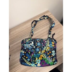 Vera Bradley Quilted Floral Shoulder Bag Blue Multi Flowers Two Handle Purse